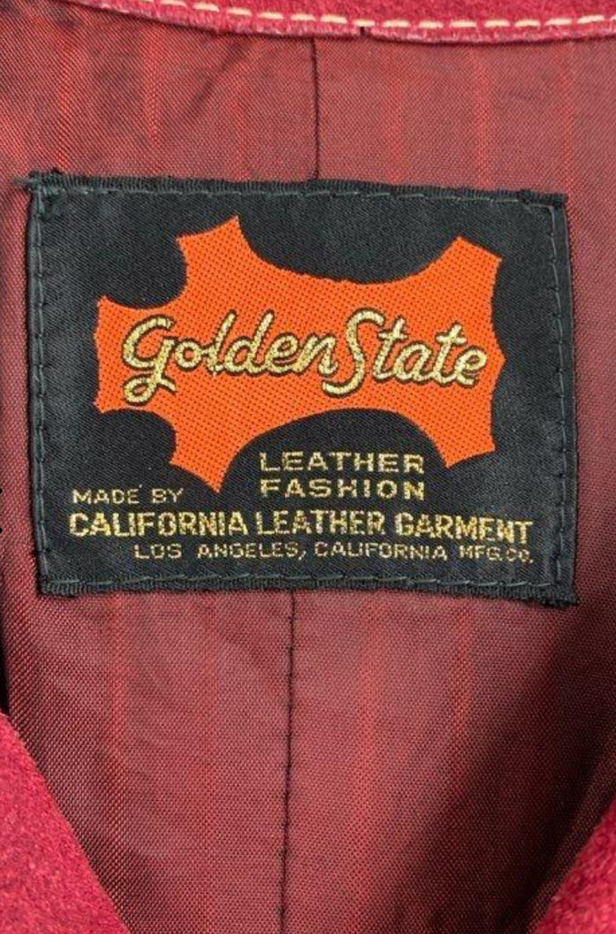 70's Golden State Mens Red Long Sleeve Pockets Snap Front Leather - L