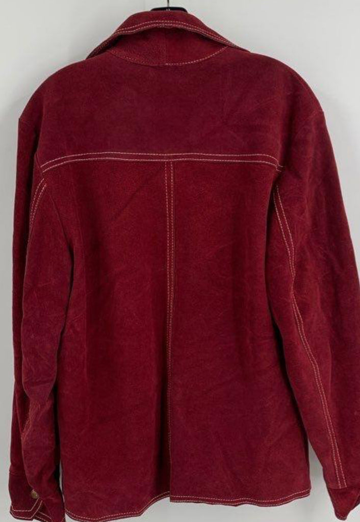 70's Golden State Mens Red Long Sleeve Pockets Snap Front Leather - L