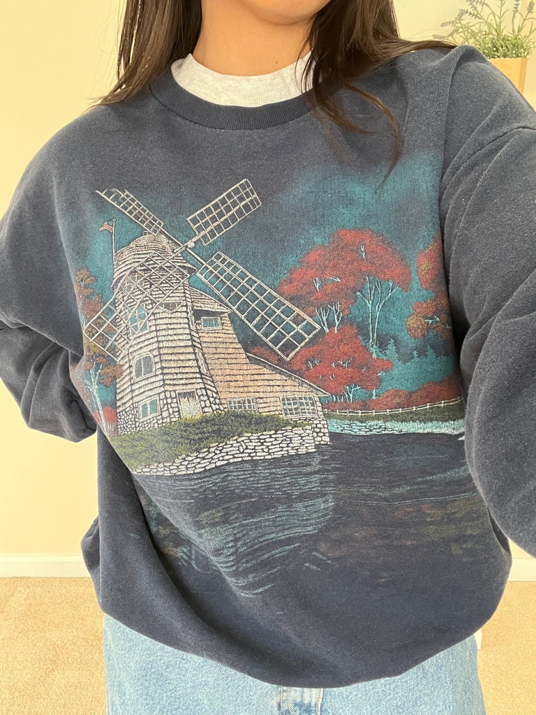 Vintage Lighthouse Graphic Sweater - L