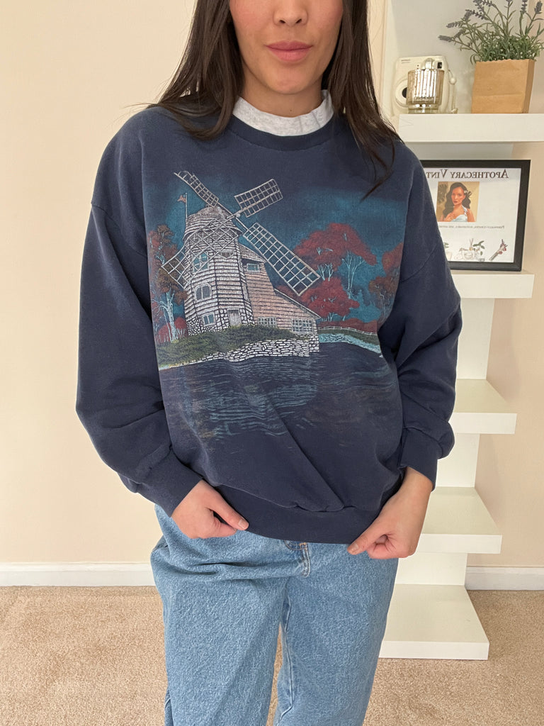 Vintage Lighthouse Graphic Sweater - L
