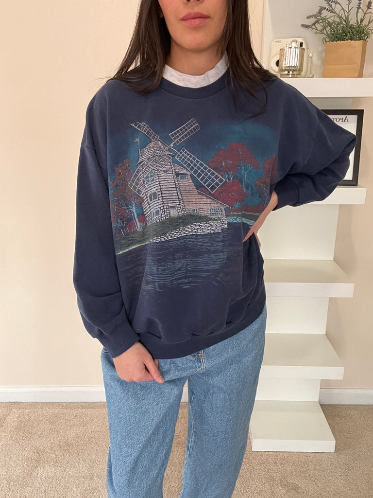 Vintage Lighthouse Graphic Sweater - L
