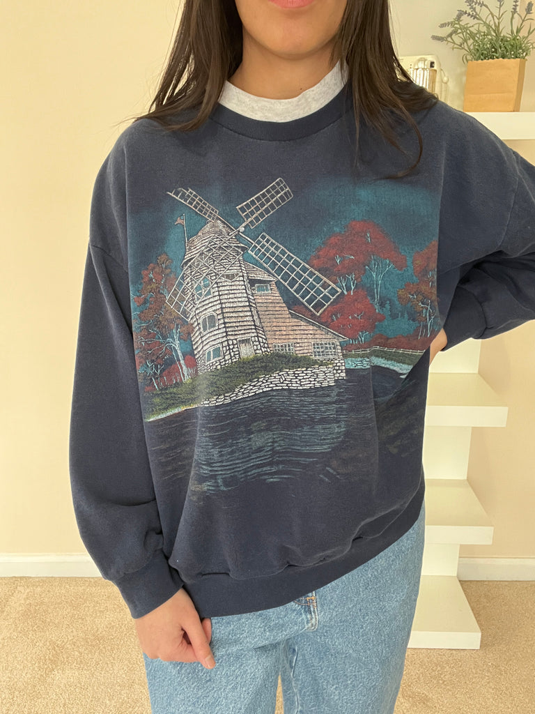 Vintage Lighthouse Graphic Sweater - L