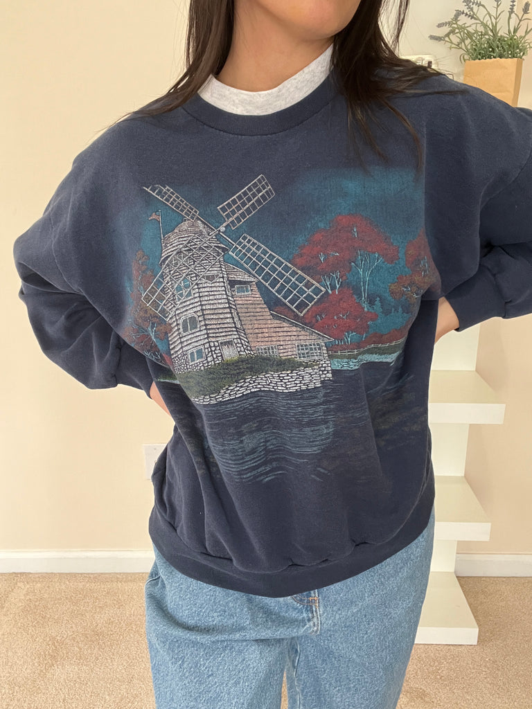 Vintage Lighthouse Graphic Sweater - L
