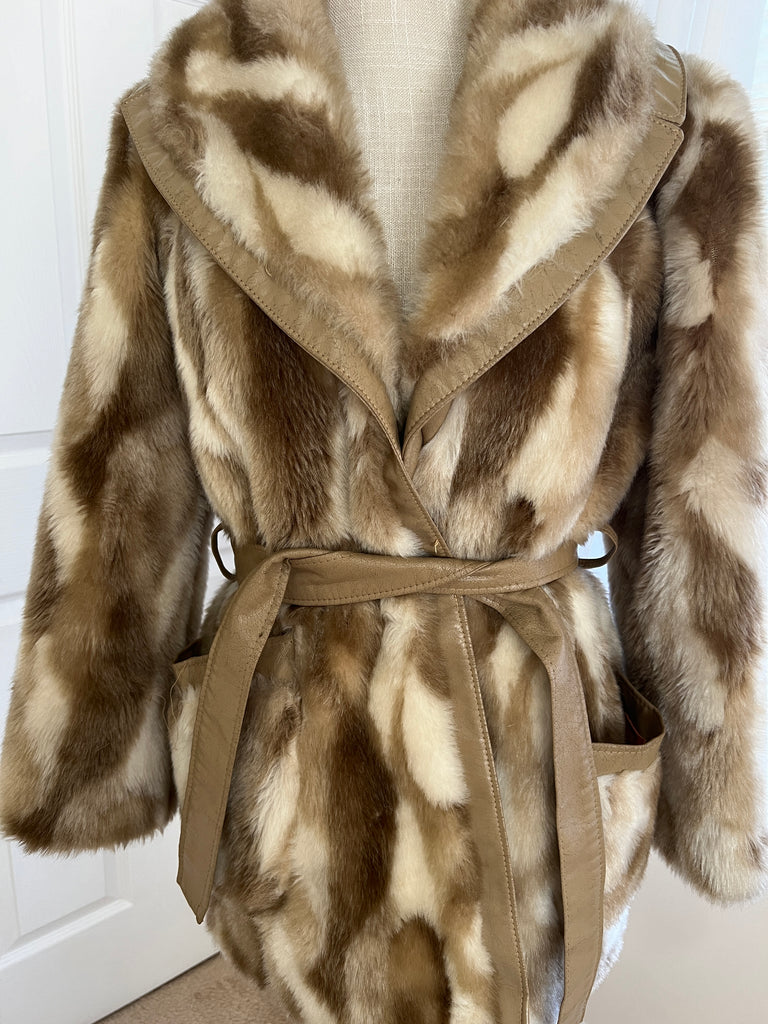 1960's Faux Fur Coat Luxurious Patchwork - S