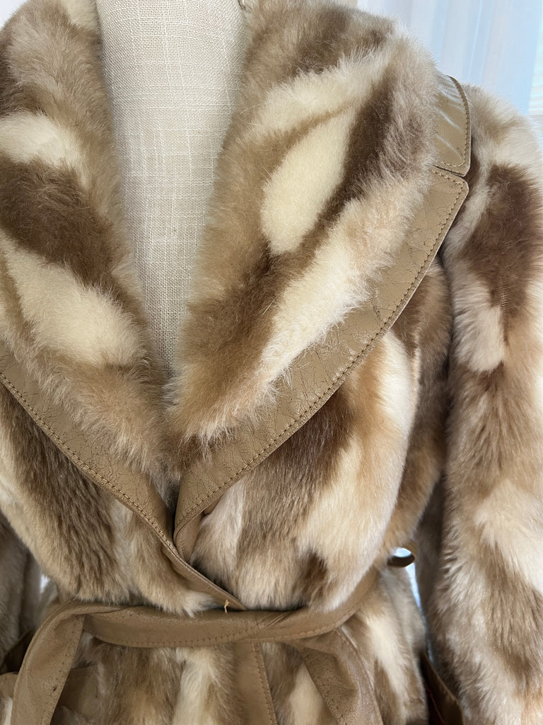 1960's Faux Fur Coat Luxurious Patchwork - S