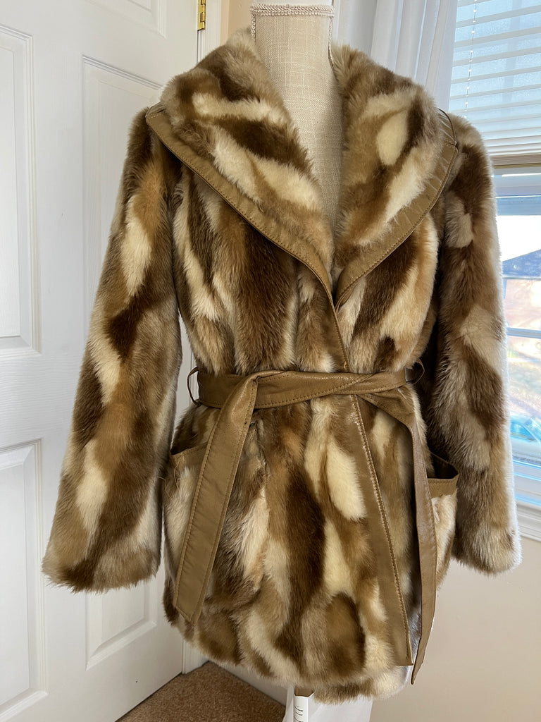 1960's Faux Fur Coat Luxurious Patchwork - S