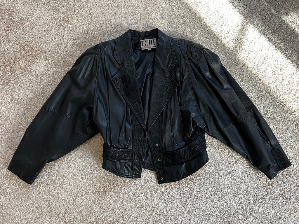 G-III Black Leather Jacket - S