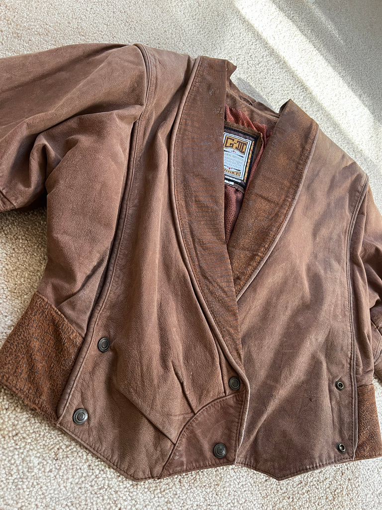 G-III Brown Leather Jacket - S