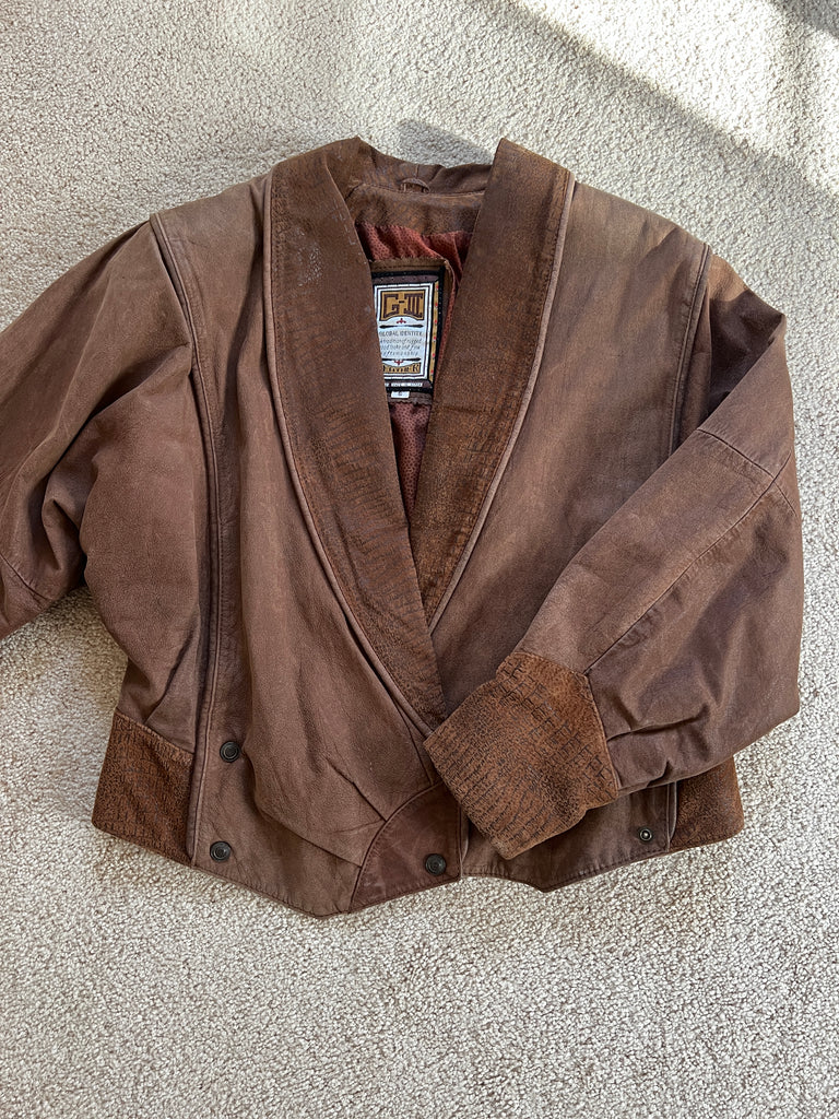 G-III Brown Leather Jacket - S